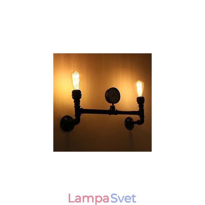 Vintage Industrial Pipe Nástenné svetlá Čierne kreatívne svetlá Reštaurácia Kaviareň Bar Dekoračné osvetlenie S 2 svetlom maľovanými povrchmi