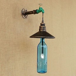 Iron Pipe Retro Bar Hotelová dekorácia Nástenná lampa na fľašu