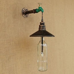 Iron Pipe Retro Bar Hotelová dekorácia Nástenná lampa na fľašu
