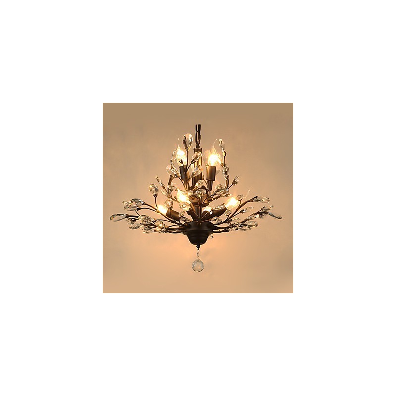 Vintage Crystal zapustená montáž 8 svetiel kovová maľba čierna ALEBO zlatá