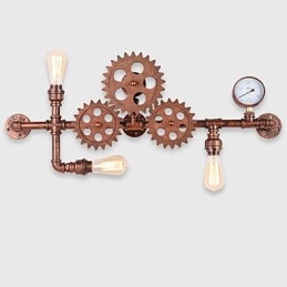 Vintage Industrial Pipe Nástenné svietidlá Drevený tvar prilby Kreatívne otočné svetlá Reštaurácia Kaviareň Bar Dekoračné osvetlenie