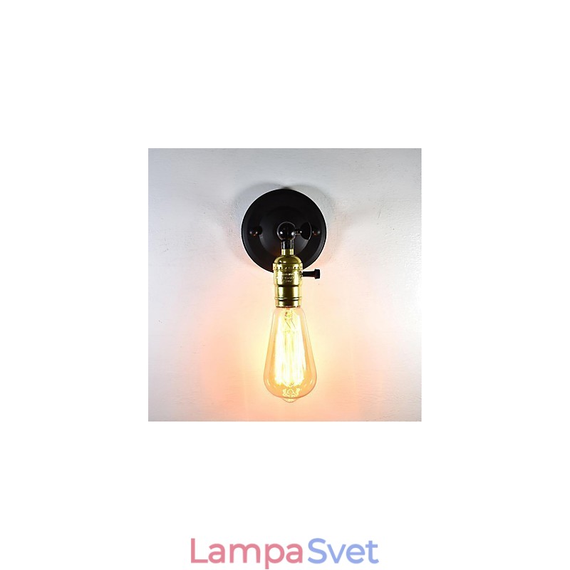 Železná nástenná lampa Čierna Jednoduchá retro nástenná lampa Jednohlavá dekoratívna nástenná lampa európskeho štýlu