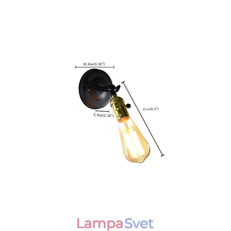 Železná nástenná lampa Čierna Jednoduchá retro nástenná lampa Jednohlavá dekoratívna nástenná lampa európskeho štýlu