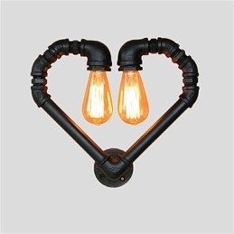 Vintage Water Pipe Loving Heart Kreatívne nástenné svietidlá Priemyselná obývačka Reštaurácia Bary Dekorácia kaviarne Nástenné svietniky