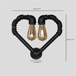 Vintage Water Pipe Loving Heart Kreatívne nástenné svietidlá Priemyselná obývačka Reštaurácia Bary Dekorácia kaviarne Nástenné svietniky