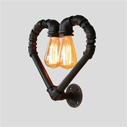 Vintage Water Pipe Loving Heart Kreatívne nástenné svietidlá Priemyselná obývačka Reštaurácia Bary Dekorácia kaviarne Nástenné svietniky