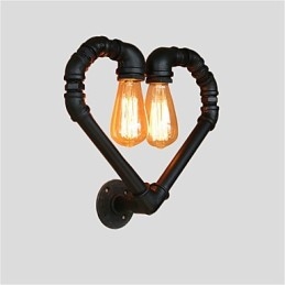 Vintage Water Pipe Loving Heart Kreatívne nástenné svietidlá Priemyselná obývačka Reštaurácia Bary Dekorácia kaviarne Nástenné svietniky