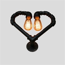 Vintage Water Pipe Loving Heart Kreatívne nástenné svietidlá Priemyselná obývačka Reštaurácia Bary Dekorácia kaviarne Nástenné svietniky