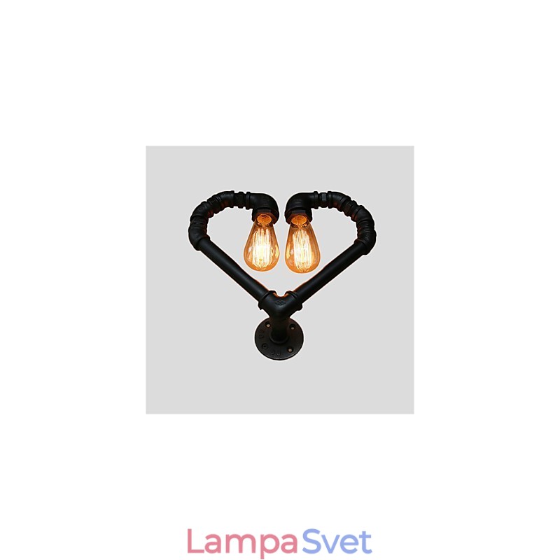 Vintage Water Pipe Loving Heart Kreatívne nástenné svietidlá Priemyselná obývačka Reštaurácia Bary Dekorácia kaviarne Nástenné svietniky