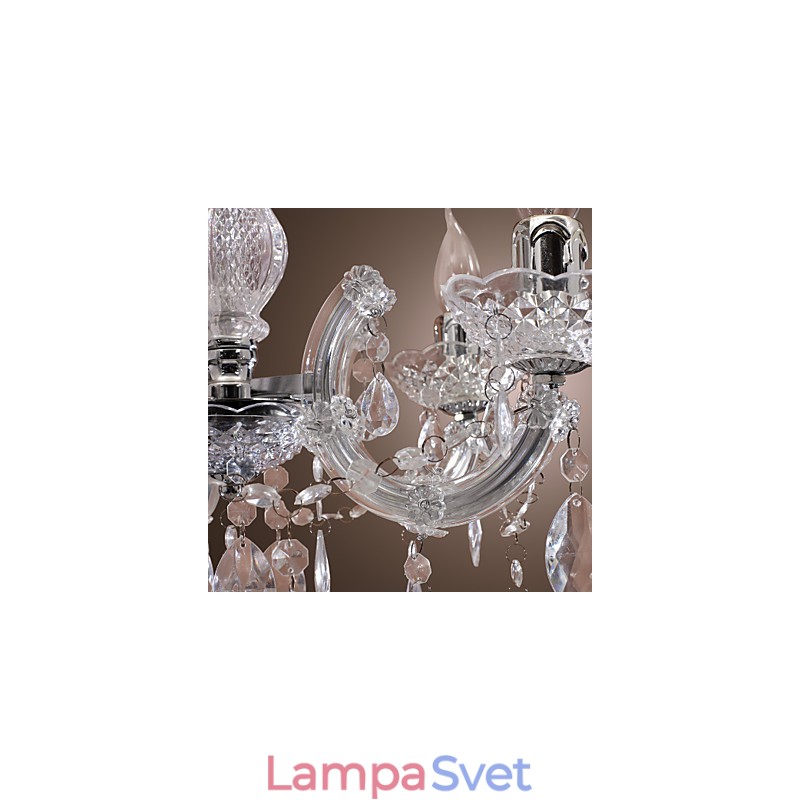 Upligh chrómová stropná lampa Svietidlo na sviečku Akrylové svietidlo Lustrový prívesok