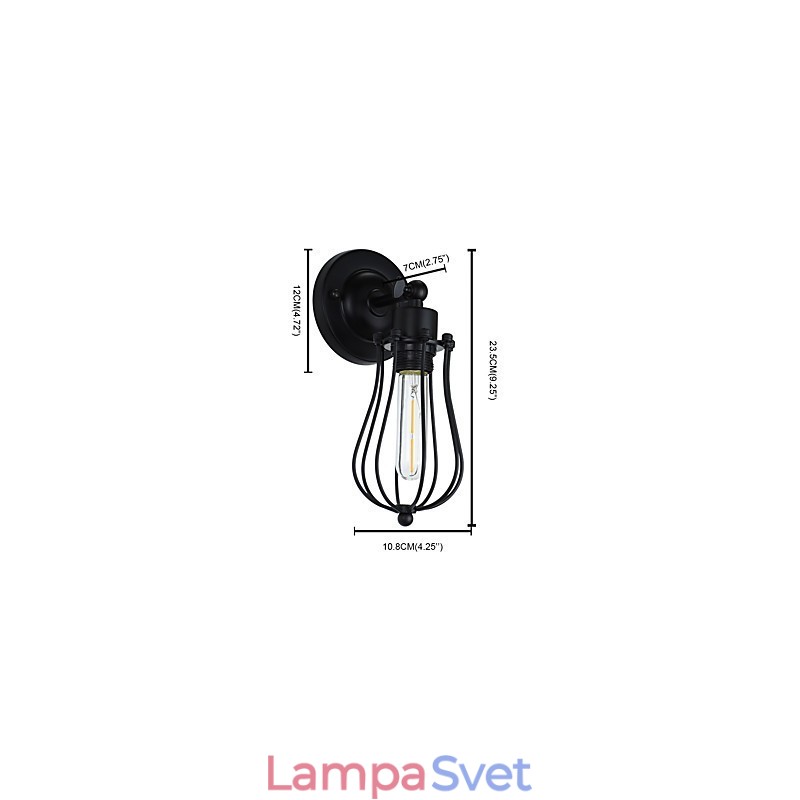 Maľovaná oceľová nástenná lampa Dumb Black Americká káva Dekorácia Retro nástenná lampa so svetelným mečom na stene