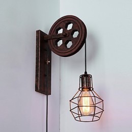 Priemyselná retro železná nástenná lampa Creative Personality Lift Kladka