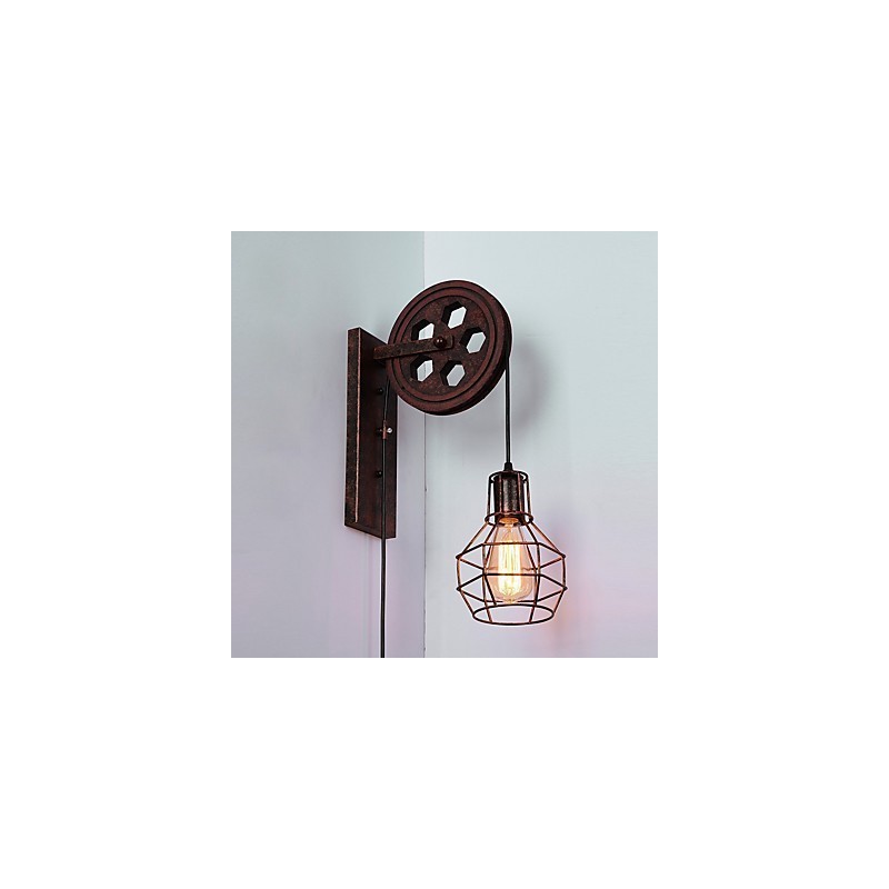 Priemyselná retro železná nástenná lampa Creative Personality Lift Kladka