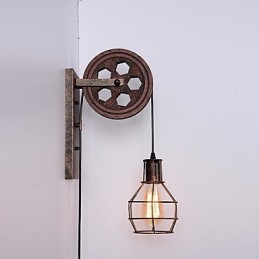 Priemyselná retro železná nástenná lampa Creative Personality Lift Kladka