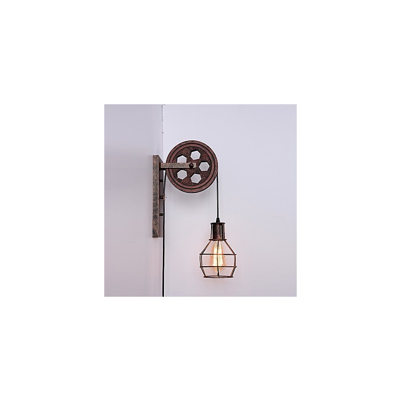 Priemyselná retro železná nástenná lampa Creative Personality Lift Kladka