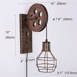 Priemyselná retro železná nástenná lampa Creative Personality Lift Kladka