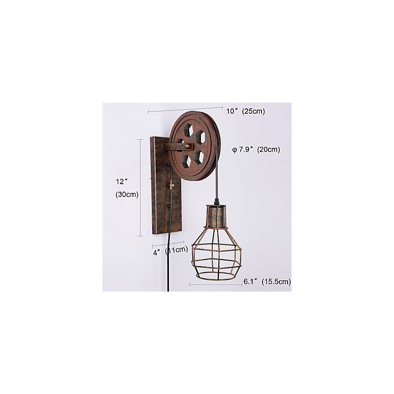 Priemyselná retro železná nástenná lampa Creative Personality Lift Kladka