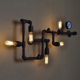 Podkrovné priemyselné nástenné svietidlá Starožitné nástenné svietidlá Edison so žiarovkami Nástenná lampa Vintage Pipe pre osvetlenie obývacej izby