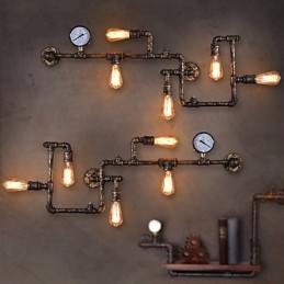 Podkrovné priemyselné nástenné svietidlá Starožitné nástenné svietidlá Edison so žiarovkami Nástenná lampa Vintage Pipe pre osvetlenie obývacej izby