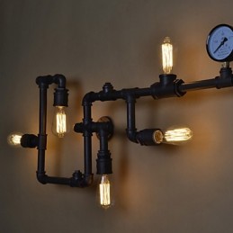 Podkrovné priemyselné nástenné svietidlá Starožitné nástenné svietidlá Edison so žiarovkami Nástenná lampa Vintage Pipe pre osvetlenie obývacej izby