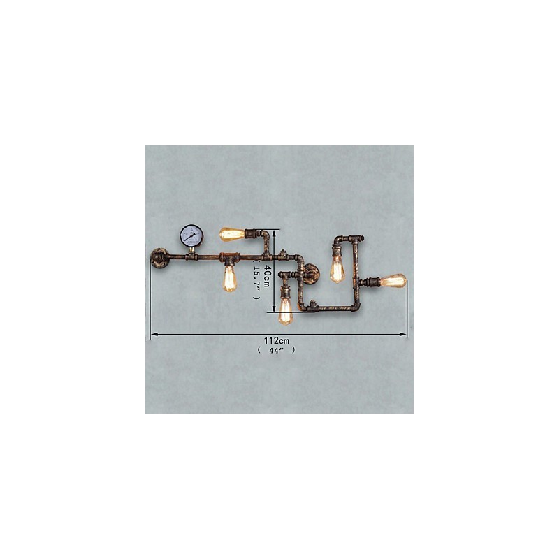 Podkrovné priemyselné nástenné svietidlá Starožitné nástenné svietidlá Edison so žiarovkami Nástenná lampa Vintage Pipe pre osvetlenie obývacej izby