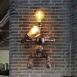 Loft Vodné potrubie Nástenné svietidlá Retro priemyselný štýl Kreatívny dizajn robota Kovová reštaurácia Kaviareň Bary Barový stôl Nástenné nástenné svietidlá