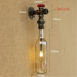 Jantárová vodná nástenná lampa s vypínačom