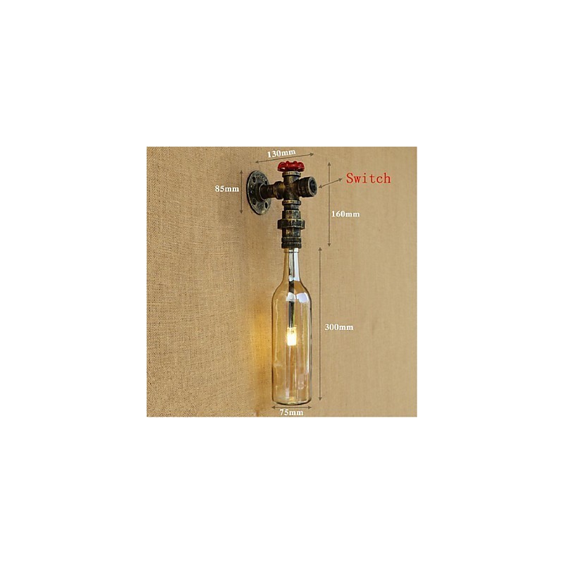 Jantárová vodná nástenná lampa s vypínačom