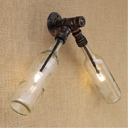 Retro American Village Kreatívny priemysel Wind Designer Nástenná lampa na fľašu s vodou Svetlomodrá Transparentná