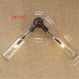 Retro American Village Kreatívny priemysel Wind Designer Nástenná lampa na fľašu s vodou Svetlomodrá Transparentná
