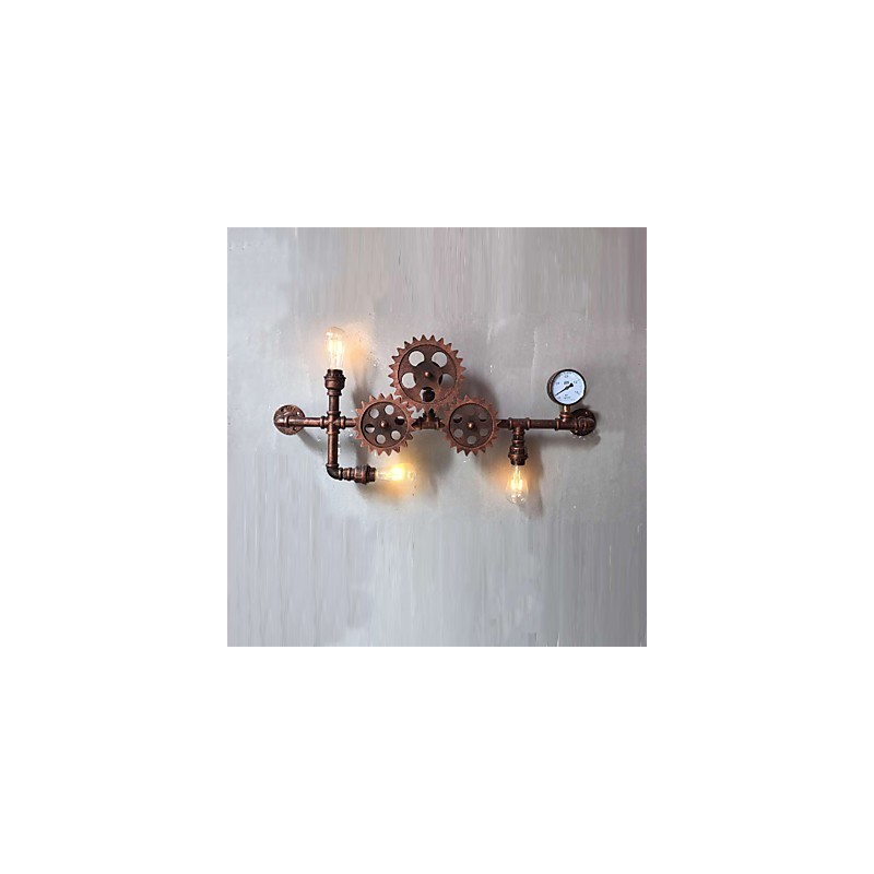Vintage priemyselné rúrkové nástenné svietidlá Drevený tvar ozubeného kolesa Kreatívne otočné svetlá Reštaurácia Kaviareň Bar Dekoračné osvetlenie