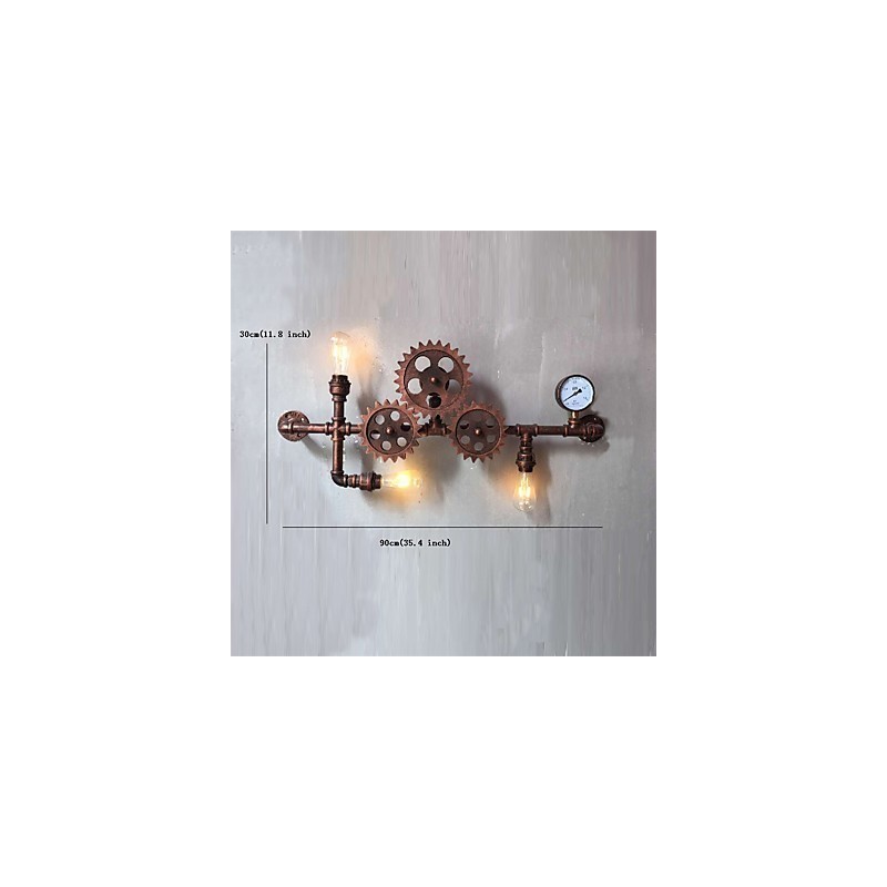 Vintage priemyselné rúrkové nástenné svietidlá Drevený tvar ozubeného kolesa Kreatívne otočné svetlá Reštaurácia Kaviareň Bar Dekoračné osvetlenie