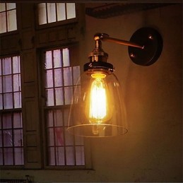 Industriálny Edison Jednoduchosť Sklenené nástenné nástenné svietidlo Kovový základný uzáver Jedáleň Študovňa Kancelársky predsieň Svetlo na stenu