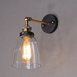 Industriálny Edison Jednoduchosť Sklenené nástenné nástenné svietidlo Kovový základný uzáver Jedáleň Študovňa Kancelársky predsieň Svetlo na stenu