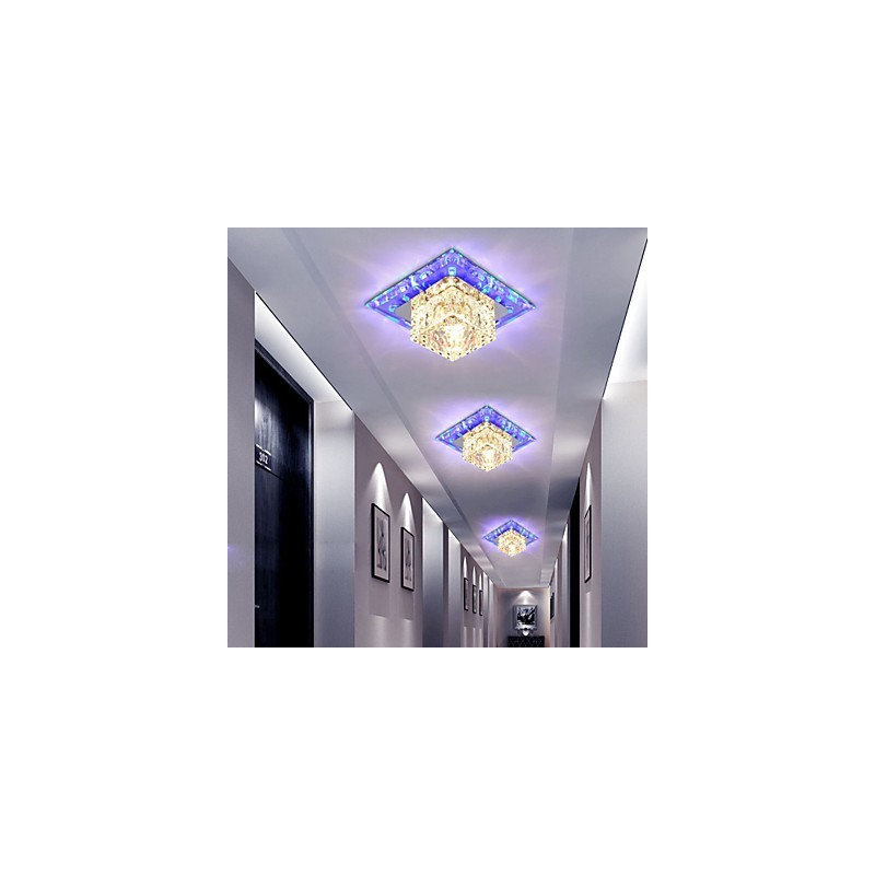 Mini krištáľové stropné svietidlo Bodové svetlo 3W kreatívne svetlo trubice lampy Farebné štvorcové kupolové svetlo