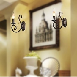 Mini retro nástenná lampa Predsieň Osvetlenie nástennej lampy v tvare kovovej sviečky