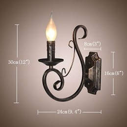 Mini retro nástenná lampa Predsieň Osvetlenie nástennej lampy v tvare kovovej sviečky