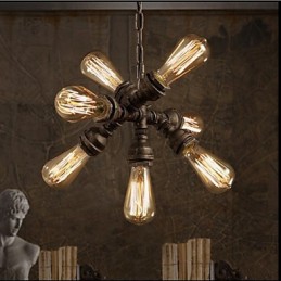 Americká priemyselná vodná fajka Retro štýl Wind 7 Light závesný luster