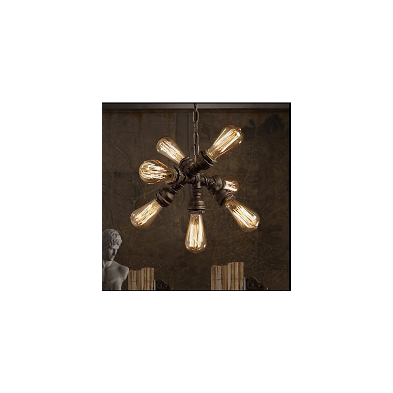 Americká priemyselná vodná fajka Retro štýl Wind 7 Light závesný luster