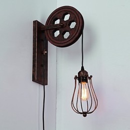Priemyselná retro železná nástenná lampa Creative Personality Lift Kladka