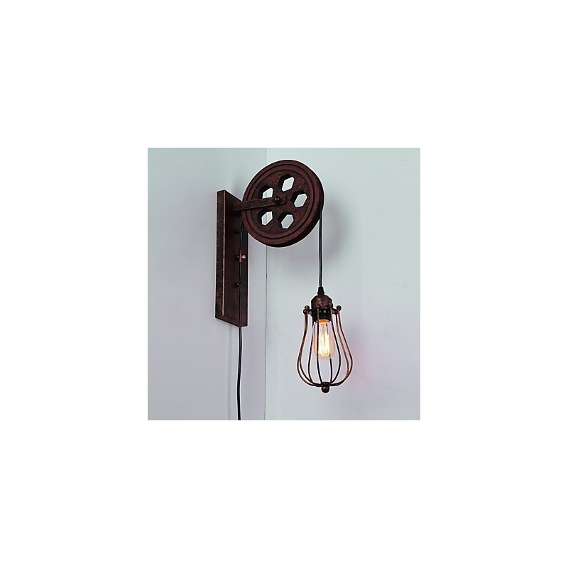 Priemyselná retro železná nástenná lampa Creative Personality Lift Kladka