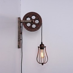 Priemyselná retro železná nástenná lampa Creative Personality Lift Kladka