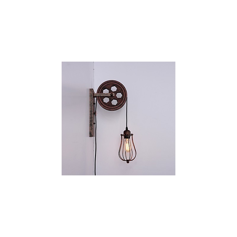 Priemyselná retro železná nástenná lampa Creative Personality Lift Kladka