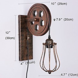 Priemyselná retro železná nástenná lampa Creative Personality Lift Kladka