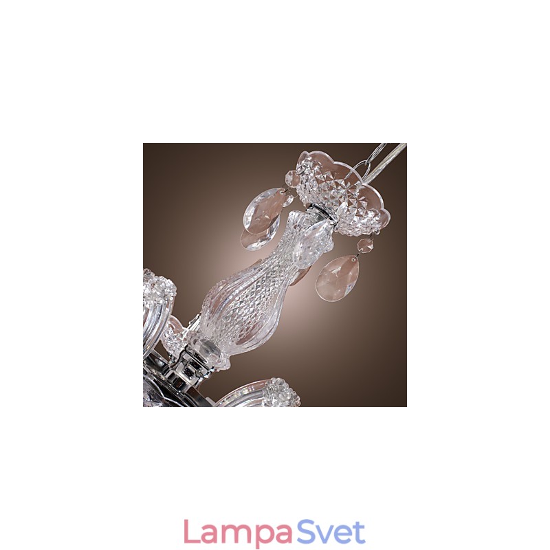 Upligh chrómová stropná lampa Svietidlo na sviečku Akrylové svietidlo Lustrový prívesok