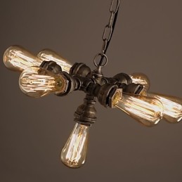 Americká priemyselná vodná fajka Retro štýl Wind 7 Light závesný luster