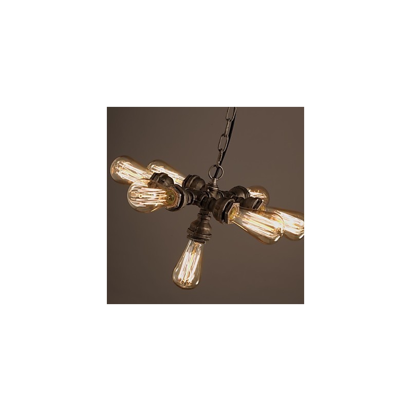 Americká priemyselná vodná fajka Retro štýl Wind 7 Light závesný luster