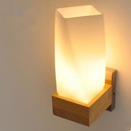 Jednoduchosť Nordic Wood Art Obývacia izba Chodba Balkón Sklo Masívne drevo Nástenná lampa Spálňa Hlava postele
