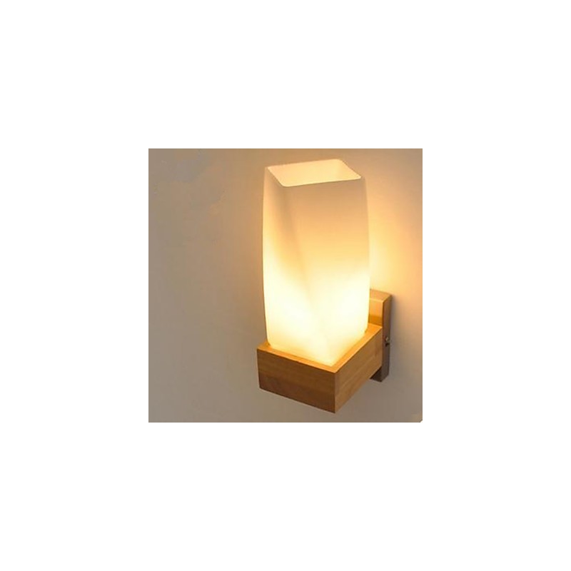 Jednoduchosť Nordic Wood Art Obývacia izba Chodba Balkón Sklo Masívne drevo Nástenná lampa Spálňa Hlava postele