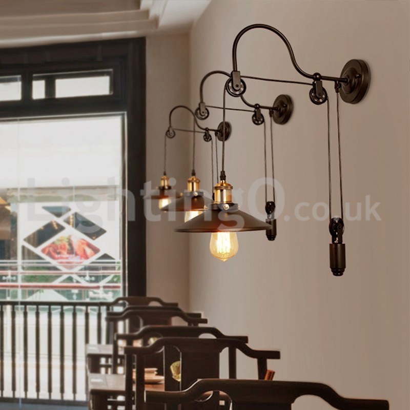 Retro nástenné svietidlá pod omietku Bar v uličke Kaviareň Spálňa Štúdijná nástenná kladková lampa